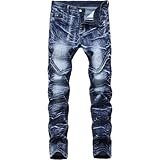 Qinvern Klassische Slim-Fit-Stretchjeans mit geradem Bein für Herren mit Reißverschluss zum Öffnen und Schließen Alltagstaugliche Allgleiche Bequeme Jeanshose 32