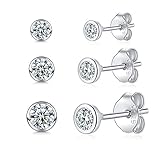 Damen Ohrstecker Silber 925-3 Paar Klein Sterling Silber Ohrstecker Ohrringe Set mit Zirkonia Knorpel Funkelnd Unendlichkeit Ohrstecker Schmuck für Oktoberfest Damen Herren Geschenke 2/3/4