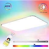 COOSNUG Deckenleuchte RGB 48W Farbwechsel LED Deckenlampe Bunt Dimmbar Deckenleuchte Farbig Wohnzimmer Lampe Modern Deckenlampen Kueche Flur Schlafzimmer mit Fernbedienung