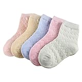 UKKO Socke 5 Paare Kinder Baumwollsocken Junge Kind Säuglingsmode Atmungsaktive Massive Mesh-Socken-B3 BO Lang,S (1-3 Years)