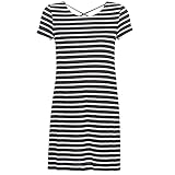 ONLY Damen onlBERA Back LACE UP S/S Dress JRS NOOS Kleid, Mehrfarbig (Black Stripes: Cloud Dancer), 38 (Herstellergröße: M)