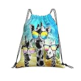 Rucksack mit Kordelzug, klein, für Fitnessstudio, Yoga, für Teenager, Mädchen, Damen, Kinder, Strand, niedlich, Sport, wasserdicht, für Schule, Giraffe Kordelzugbeutel Turnbeutel, Einheitsgröß