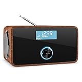 auna DABStep - Digitalradio, Radiowecker, DAB/DAB+ und UKW Tuner, RDS, LCD-Display, Datum- und Uhrzeit-Anzeige, Breitbandlautsprecher,Sleep-Timer, AUX, b