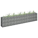 vidaXL Gabione Hochbeet Drahtkorb Steinkorb Pflanzkübel Pflanzgefäß Blumentopf Pflanzkasten Gabionenkorb Steingabionen Wand Mauer Verzinkter Stahl 270x30x60