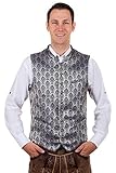 Elegante Trachtenweste Gilet Silbergrau-dunkelblau Mario mit edler Musterung Gr. 46-62 (54)