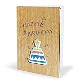 Bluelves Geburtstagskarte, Bambusholz Grußkarte, Grußkarten Birthday Kann Handgeschrieben Werden, Holz Geburtstagskarten mit Umschlag, Beste Geburtstagsgeschenke für Ihre Familie, Freunde, Liebhab