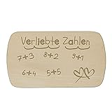 Deitert Frühstücksbrettchen mit Motiv - Verliebte Zahlen - langlebiges Holzbrett aus nachhaltigem Buchenholz, tolle Geschenk-Idee für den Schulanfang