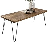 WOHNLING Esstisch BAGLI Massivholz Sheesham 160 x 80 x 76 cm Esszimmer-Tisch Küchentisch modern Landhaus-Stil Holztisch mit Metallbeinen dunkel-braun Natur-Produkt Massivholzmöbel Echt-Holz unb