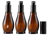 Leere nachfüllbare Sprühflaschen aus bernsteinfarbenem Glas, für Kosmetik- und Parfüm,  mit schwarzem Zerstäuber und Staubschutzkappe für ätherisches Öl / Aromatherap