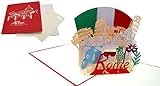 LIN17630, Pop Up Karte Rom, Italien Reisegutschein, Pop Up Karte Italien, POP UP Karten Geburtstag, Pop Up Geburtstagskarte, Geschenkgutschein Städtetrip Grußkarten Italien Rome, N363