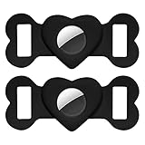 FYY Airtag Hülle Silikon für Hunde,Schutz Hülle Kompatibel mit Apple Airtag GPS Finder Hundehalsband,Pet Loop Holder für Apple Air_Tags, Slide On Sleeve Kompatibel mit Apple Airtags-Schwarz(2er Set)