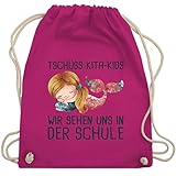 Shirtracer Schulkind Einschulung und Schulanfang - Tschüss Kita-Kids - Wir sehen uns in der Schule - blau - Unisize - Fuchsia - Schule - WM110 - Turnbeutel und Stoffbeutel aus Baumw