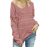 ZYYM Pullover Damen Casual Elegant Strickpullover Farbblock Jumper Rundhals Langarmshirt Oberteile Herbst Winter Warmes Sweatshirt Tunika Oberteile Langen Ärmeln Basic Bluse W