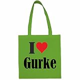 Tasche I Love Gurke Größe 38x42 Farbe Grün Druck Schw