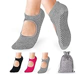 Anstore Yoga Socken rutschfeste für Damen, 3 Paare Yoga Pilates Sock Ideal für Fitnes, 35-41