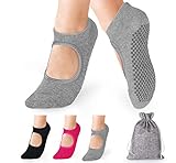 Anstore Yoga Socken rutschfeste für Damen, 3 Paare Yoga Pilates Sock Ideal für Fitnes, 35-41