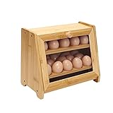 Eierschrank aus Holz, für 25 Eier – 2 Regale mit je 12 Fächern, E