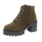 LULUZ Damen Biker Boots Herbst Winter Stiefel Freizeitstiefel Modische Ankle Boots Rutschfest Schnürstiefelette Bequeme Outdoor S