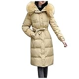 Bekleidung Wintermantel Damen Warm Kapuzenjacke aus Kunstpelz Damen Winter Lange Jacke Mantel Herbst Winter Frauen Cardigan Mantel Lange Übergangsjacke Plüschjacke mit F