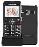 Easyfone Prime-A7 GSM Seniorenhandy ohne Vertrag, 2,0 Zoll HD-IPS-Display Großtasten Mobiltelefon und SOS-Notruftaste mit GPS, Hörgeräte kompatibel, Taschenlampe und Ladestation (Schwarz)