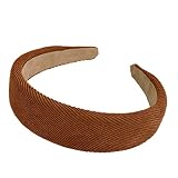 YO-HAPPY Cord-Stirnbänder elegant braun Tiara Vintage Plaid Haarband süß breit Haar Hoop Stoff Kopfbedeckung Party Foto Prop