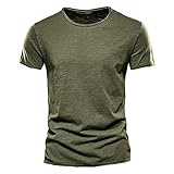Freizeitshirt Herren Kurzarm Atmungsaktiv Rundhals Einfarbig Herren T-Shirt Slim Fit Basic Sommer Sport Herren Shirt Komfortabel Klassisch Herren Kragenloses Shirt I-Green 2 S