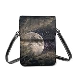 HBAUAJIA Clouds Kleine Handy Geldbörse Kleine Handy Leder Crossbody Tasche für Frauen 6,5 Zoll, Schwarz , Einheitsgröß