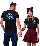 Daisy for U King Queen Shirts Couple Shirt Pärchen T-Shirts Paar Tshirt König Königin Kurzarm 1 Stücke-Queen-schwarz-blau（Damen）-M
