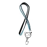 Yeahdor Handykette Schlüsselband Glänzend Halsband Umhängeband Lanyards mit Karabiner + Strass Handyschlaufe für Kartenhalter Handy 47cm Blau One_S