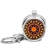 Edelstahl Schlüsselanhänger mit Schlüsselring Leichte Dekorative Schlüsselanhänger Tolles Geschenk für Damen und Herren Buddhistische Henna Blume Orang