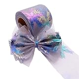 L.J.JZDY Hochzeitsrolle 6cm Stamping Glitter irisierende Schneeflockenmuster Tüll Mesh Roll DIY. Tulle Craft Birthday Party Supplies (Color : GY, Size : Kostenlos)