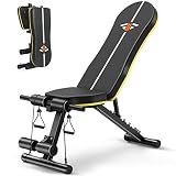 Hantelbank Klappbar, Multifunktion Hantelbank Verstellbar, Schrägbank Flachbank Fitnessbank, 7-Fach Rückenlehne, bis 250kg belastb