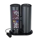 XYG Uhr mit Wetterstationen, Wetterstation, LCD-Projektion, digitales Thermometer, Hygrometer, 360 Grad drehbar, Wetterstation, Uhr, farbige Hintergrundbeleuchtung mit Alarmfunk