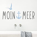 DESIGNSCAPE® Wandtattoo Moin Meer mit Anker | Farbe 1: dunkelgrau | Größe: mittel (90 x 46 cm)