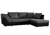 Collection AB Sally Polsterecke mit Bettfunktion und Bettkasten, Stoff, Schwarz, 165 x 256 x 87
