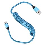 ASHATA USB Typ C Kabel 3A Schnellladung, Universal Retractable Coiled USB zu USB-C Ladegeflochtenes Kabel für Samsung, für LG/Nexus, für Moto/G3/X3, für Huawei usw