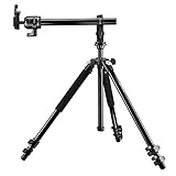 Mantona Basic Scout Max Set Fotostativ, Kamerastativ bis 160cm + Auslegearm, Kugelkopf umkehrbare Mittelsäule, ideal für Reisen und Outdoor Fotografie für DSLR Kamera, kompakt leichtes Kamera S