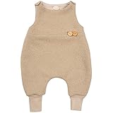 Lilakind“ Baby Strampler Einteiler Strampelanzug Wolle Walk Holz-Knöpfe Caramel Gr. 50/56 - Made in Germany