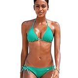 Neckholder Bikini Damen Set Bademode Push Up Triangle Bikini mit Spitze Bandeau Schöne Bikinis mit Schnürung übergröße Bademoden Gepolstert Badeanzug Frauen Großen Größen Beachwear Swimwear Blau L
