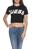 GUESS Women's Active Short Sleeve Crew Neck Cropped T-Shirt, Jet Black, X-S
