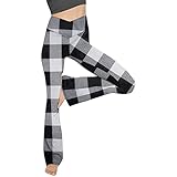 HFStorry Damen Yoga Leggings mit Farbverlauf Hohe Taille SportsHose Flare Joga Fitness Hose Jogginghose Weite Bein Trainingshose Schlaghose Freizeithose Lange Hosen für Sp