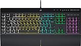 Corsair K55 RGB PRO Kabelgebundene Membran-Gaming-Tastatur (Dynamische RGB-Hintergrundbeleuchtung, 6 Makro-Tasten mit Elgato Software-Integration, IP42 Staub-und Spritzwasserschutz) QWERTZ, Schw