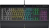 Corsair K55 RGB PRO Kabelgebundene Membran-Gaming-Tastatur (Dynamische RGB-Hintergrundbeleuchtung, 6 Makro-Tasten mit Elgato Software-Integration, IP42 Staub-und Spritzwasserschutz) QWERTZ, Schw