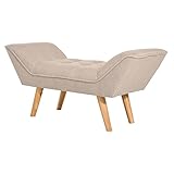 HOMCOM Polsterbank Sitzbank Sitztruhe Sitzhocker, Leinen+Holz, Beige, 117x46x55