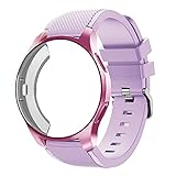 LGFCOK Silikon-Schutzhülle + Armband für Samsung Galaxy Watch 46 mm/42 mm Armband Gear S3 Frontier Band Sportarmband + Schutzhülle Uhrengehäuse 42/46 mm (Bandfarbe: 24, Bandbreite: Gear Sport S2)