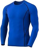 TSLA Thermale Kompressionsunterwäsche Wintergear Sport Langarm-Shirt mit Fleece-Futter für Herren, Yud54 1pack - Blue, L