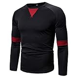 QWERD Herren T-Shirt Langarmshirt Top Herren Kontrast Beiläufiges dünnes langärmliges T-Shirt Hemd Herren Slim Fit Sweatshirt Raglan T-Shirt Männer Rundhals Pullover Pulli Hemd Shirt Ob