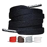2 Paar - Schnürsenkel Flach Reißfest [8 mm breit ] für Sneakers, Sportschuhe, Laufschuhe, Schuhe Schuhbänder Bänder Ersatz Shoelaces aus Polyeste (150, Schwarz)