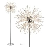 Rayofly Moderne Kristall Stehlampe, Chrom Feuerwerk Stehleuchte mit Fußschalter, 8 Leuchte G9 LED, Hohe 172cm, Metall Glas Stehlampen für Wohnzimmer, Schlafzimmer, Esszimmer, Sofa, Eck