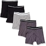 Amazon Essentials 5er-Pack Boxershorts ohne Etikett Schwarz/Anthrazit/Heather Grey, Larg